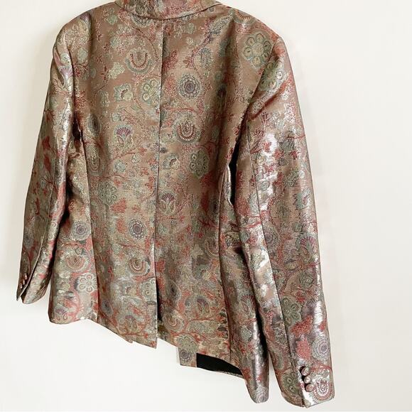 ASOS Floral Golden Metallic Jacquard Blazer - Picture 6 of 9